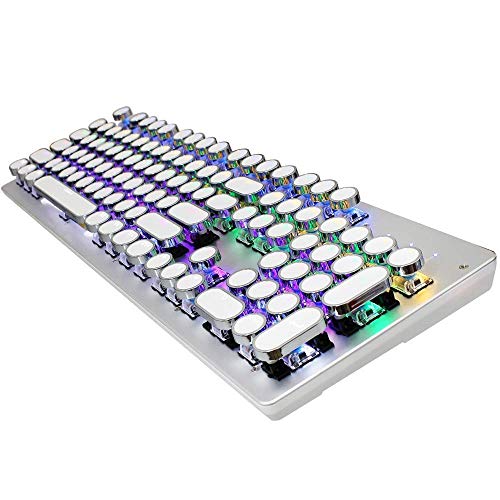 XIUYU V800 Punk Casquillo Redondo Claves Colorido Teclado retroiluminado Azul Eje mecánico con Cable de Juego for el Ordenador portátil (Negro) (Color: Blanco)