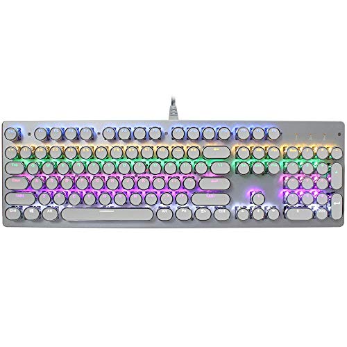 XIUYU V800 Punk Casquillo Redondo Claves Colorido Teclado retroiluminado Azul Eje mecánico con Cable de Juego for el Ordenador portátil (Negro) (Color: Blanco)