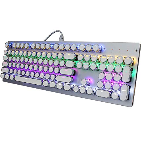 XIUYU V800 Punk Casquillo Redondo Claves Colorido Teclado retroiluminado Azul Eje mecánico con Cable de Juego for el Ordenador portátil (Negro) (Color: Blanco)