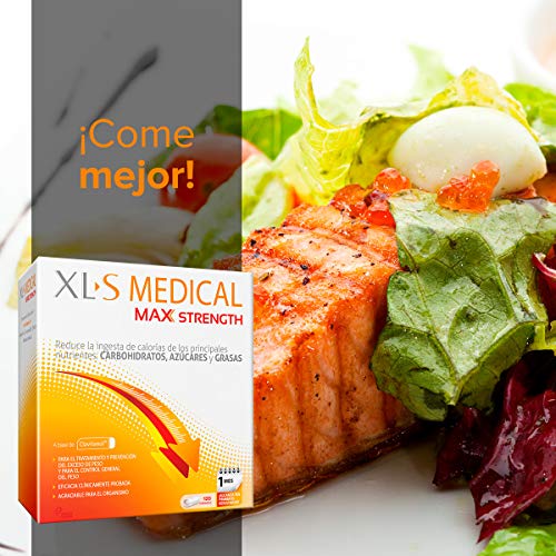 XL-S Medical Max Strength - Bloqueador de la absorción de Carbohidratos, Azúcares y Grasas, Para Adelgazar, Reduce la ingesta de Calorías y Antojos - 120 Comprimidos, 1 Mes de Tratamient