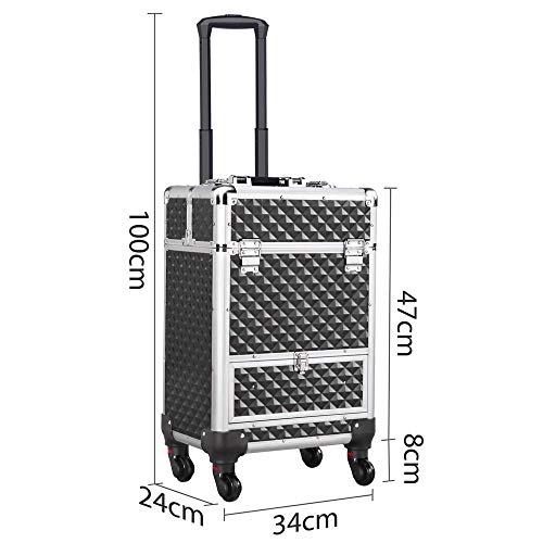 Yaheetech Estuche de Maquillaje Caja de Cosmeticos Maletín Maleta de Maquillaje Profesional con Ruedas