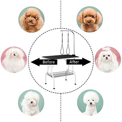 Yaheetech Mesa Plegable de Aseo Mesa para Perros Mascota Mesita de Baño Peluquería con Brazo