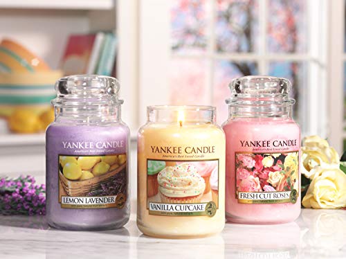 Yankee Candle Vela pequeña aromática en Tarro a Vainilla Cupcake, Cristal, Amarillo, Frasco