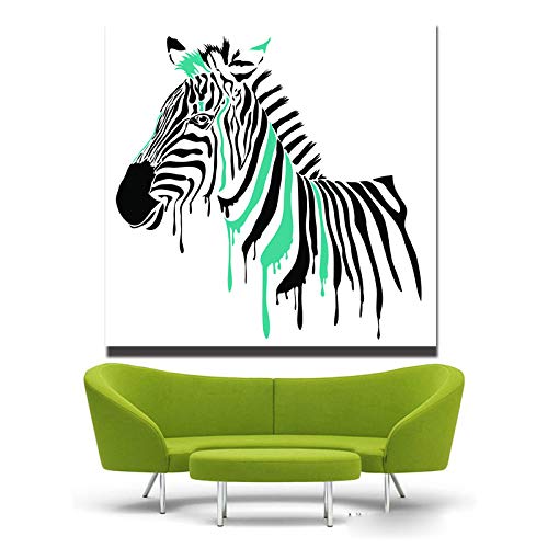 YHZSML Acuarela Abstracta Pop Art Pintura al óleo Cebra Pared Arte Cuadros para Sala de Estar decoración Moderna Lienzo impresión sin Marco B 40x40 cm