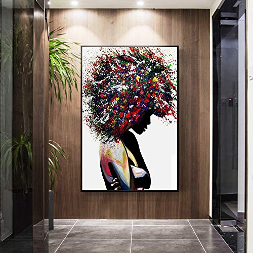 YHZSML Lonas De Imprimir Modern Giclee Artwork Abstracto Negro Oro Mujer Pintura Impresas en Lienzo decoración de Pared para el hogar, Sala de Estar, Dormitorio 40x60cm