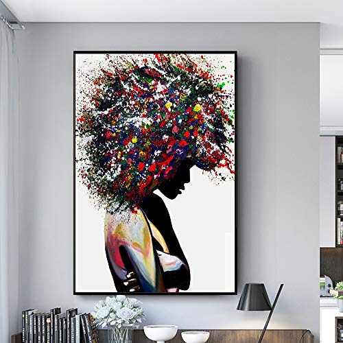 YHZSML Lonas De Imprimir Modern Giclee Artwork Abstracto Negro Oro Mujer Pintura Impresas en Lienzo decoración de Pared para el hogar, Sala de Estar, Dormitorio 40x60cm