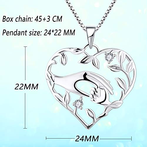 YL Collar de mamá Plata de ley 925 Mamá sostenga la mano del niño Colgante Collar Regalos para mamá(Blanco)