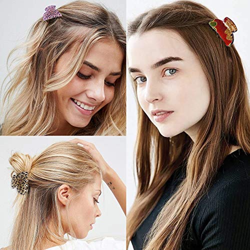YMHPRIDE 12 piezas de pinzas para el cabello,pinzas de sujeción fuerte de 4 cm, estampado floral, mandíbula para el pelo con estampado de leopardo,pinza para el pelo vintage colorida y antideslizante