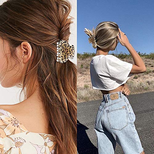 YMHPRIDE 12 piezas de pinzas para el cabello,pinzas de sujeción fuerte de 4 cm, estampado floral, mandíbula para el pelo con estampado de leopardo,pinza para el pelo vintage colorida y antideslizante
