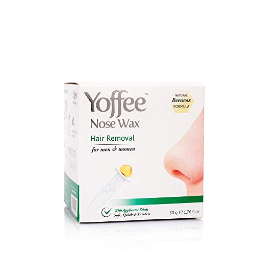 Yoffee Nose Wax, el kit Original con cera y aplicadores - Depilación nariz y orejas, con cera de abeja natural, Seguro, rápido e indoloro, Elimina vello nasal, fácil de usar con 10 palillos aplicadores, 50g.