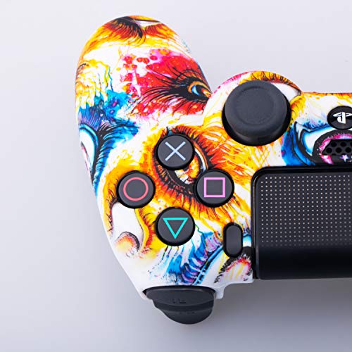YoRHa Transferencia de Agua Camuflaje de Impresión Silicona Caso Piel Fundas Protectores Cubierta para Sony PS4/slim/Pro Dualshock 4 Mando x 1 (Ojos) con Los Puños Pulgar Thumb Gripsx 10