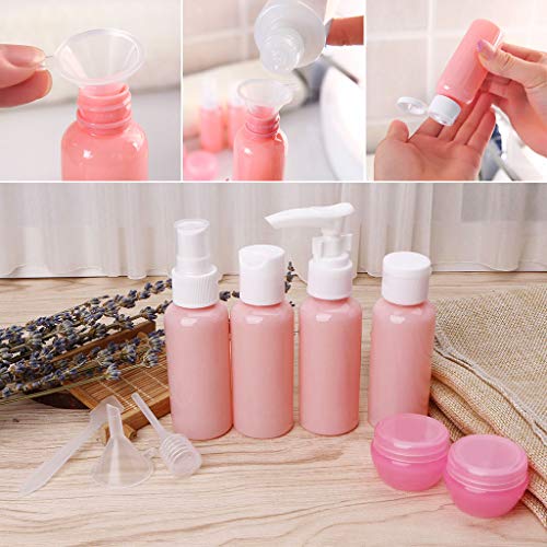 Youliy - Paquete de botellas de viaje para cosméticos portátiles - Descuento especial - Pulverizador para crema y crema - Herramientas líquidas rosa