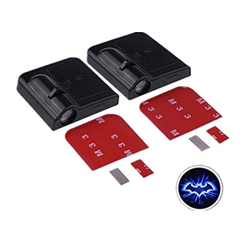 Youngine 2 x proyectores LED para puerta de coche, inalámbricos; luces de bienvenida o cortesía; lámpara de sombras con figura de Batman; luz fantasma operada con batería, con sensor magnético