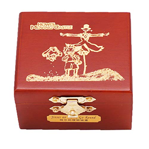 Youtang - Caja de música para espantapájaros, diseño de castillo, madera tallada, regalo para Navidad, cumpleaños, día de San Valentín