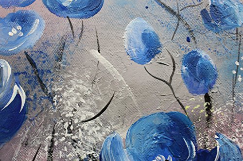 YS-Art | Cuadro Pintado a Mano Cumplido | Cuadro Moderno acrilico | 115x50 cm | Lienzo Pintado a Mano | Cuadros Dormitories | único | Azul