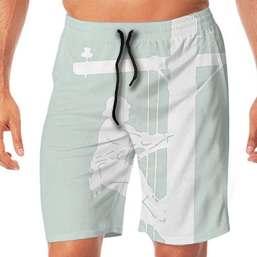 Yuanmeiju Blue Airplane Men's Traje de baño Beachwear Casual Beach Shorts