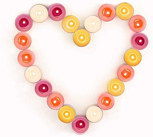 YUE GANG Velas de té 8 Horas de Combustión, Velas Candelita con Candelabros Oro,Juegos de 24 Velas Candelitas Perfumadas