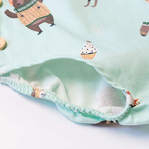 YWLINK Mono De Bebe NiñA NiñO,Verano Mameluco De ImpresióN Lindo Dibujos Animados Sin Mangas Conjuntos Traje De Rastreo Vestido De NiñA para Bautizo Casual CóModo Edad(Y-Verde,18-24 meses/100)