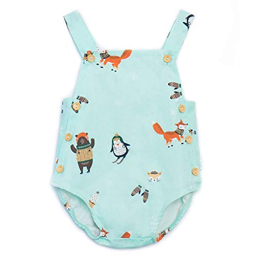YWLINK Mono De Bebe NiñA NiñO,Verano Mameluco De ImpresióN Lindo Dibujos Animados Sin Mangas Conjuntos Traje De Rastreo Vestido De NiñA para Bautizo Casual CóModo Edad(Y-Verde,18-24 meses/100)