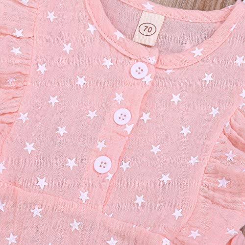 YWLINK Mono Ropa Infantil para BebéS ReciéN Nacidos,4 De Julio,Estampado De Estrellas,Trajes De Traje De Mameluco Mezcla De AlgodóN Ocio Y Confort Regal(Rosado,0-6 meses/70)