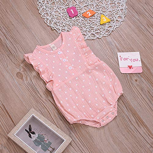 YWLINK Mono Ropa Infantil para BebéS ReciéN Nacidos,4 De Julio,Estampado De Estrellas,Trajes De Traje De Mameluco Mezcla De AlgodóN Ocio Y Confort Regal(Rosado,0-6 meses/70)
