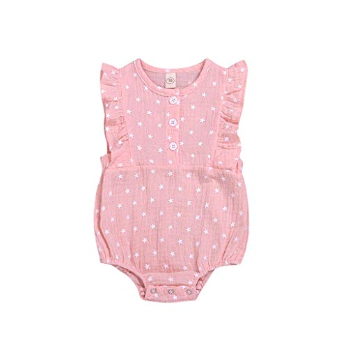 YWLINK Mono Ropa Infantil para BebéS ReciéN Nacidos,4 De Julio,Estampado De Estrellas,Trajes De Traje De Mameluco Mezcla De AlgodóN Ocio Y Confort Regal(Rosado,0-6 meses/70)