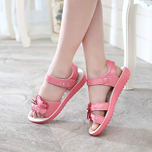 YWLINK Verano NiñOs Chicas Bohemio Casual Mariposa Sandalias Princesa Zapatos Planos Fiesta Al Aire Libre Zapatos De Playabaile Regalo Antideslizante Fondo Blando(Melon Rojo,32EU)