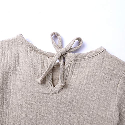 YWLINK♥Mono De Bebe Verano NiñOs NiñAsCamiseta Sin Mangas De Lino De Manga Corta Traje De Rastreo+Encaje Pantalones Cortos Moda Casual Lindo Vestido Bautizo Ropa De Bebe(Beige,6-12 meses/80)