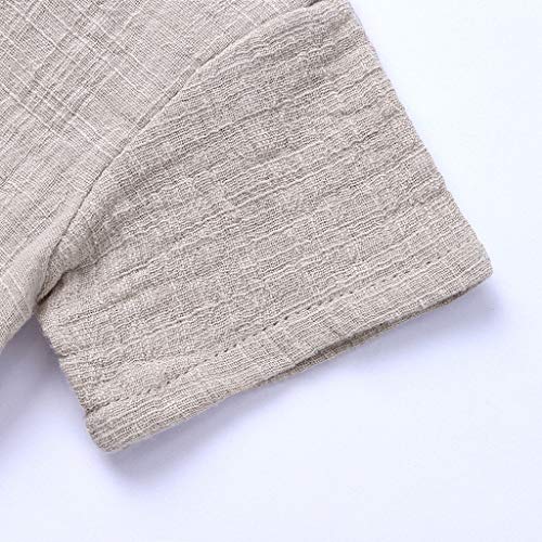 YWLINK♥Mono De Bebe Verano NiñOs NiñAsCamiseta Sin Mangas De Lino De Manga Corta Traje De Rastreo+Encaje Pantalones Cortos Moda Casual Lindo Vestido Bautizo Ropa De Bebe(Beige,6-12 meses/80)