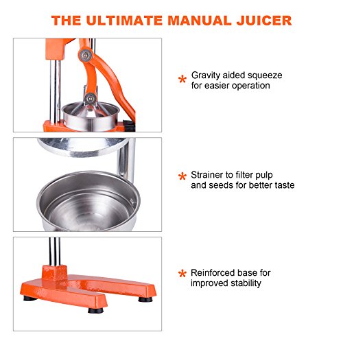 Z ZELUS Exprimidor de Frutas Manual para Naranja Granada Limón Exprimidor Manual de Naranjas Comercial Exprimidor de Grado Comercial para Hogar, Restaurante (Naranja)