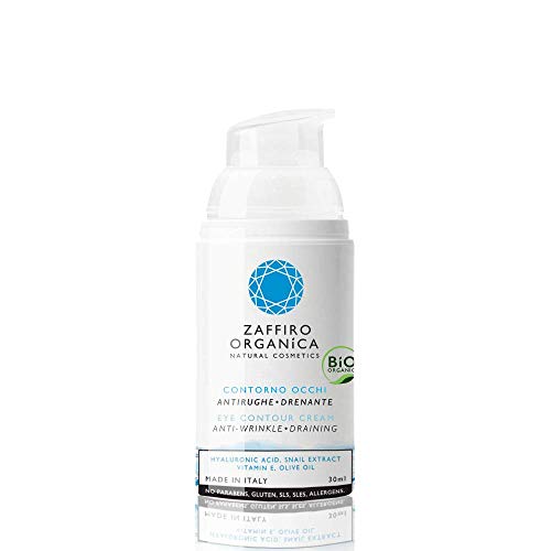 Zaffiro Organica Contorno de Ojos BIO – Crema Antiarrugas con Ácido Hialurónico y Colágeno • Para Arrugas Bolsas Ojeras Patas de Gallos e Hinchazón | Anti-edad y efecto Lifting ✓ hombre & mujer 30ml