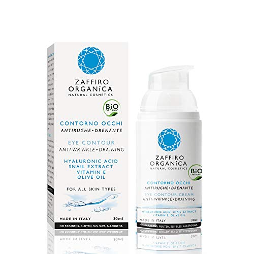 Zaffiro Organica Contorno de Ojos BIO – Crema Antiarrugas con Ácido Hialurónico y Colágeno • Para Arrugas Bolsas Ojeras Patas de Gallos e Hinchazón | Anti-edad y efecto Lifting ✓ hombre & mujer 30ml