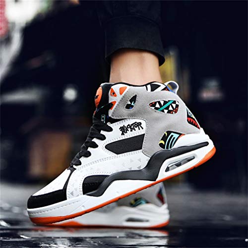 Zapatillas de Deporte Transpirables con Parte Superior de Malla de Yvelands para Hombre Zapatillas de Deporte de Hip-Hop con cojín de Aire(Blanco,41)