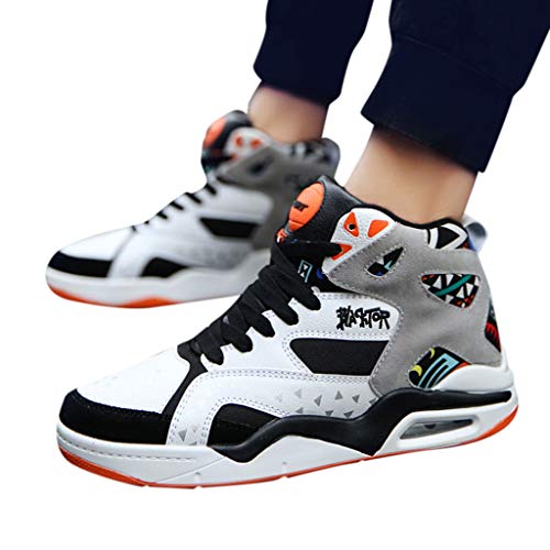 Zapatillas de Deporte Transpirables con Parte Superior de Malla de Yvelands para Hombre Zapatillas de Deporte de Hip-Hop con cojín de Aire(Blanco,41)