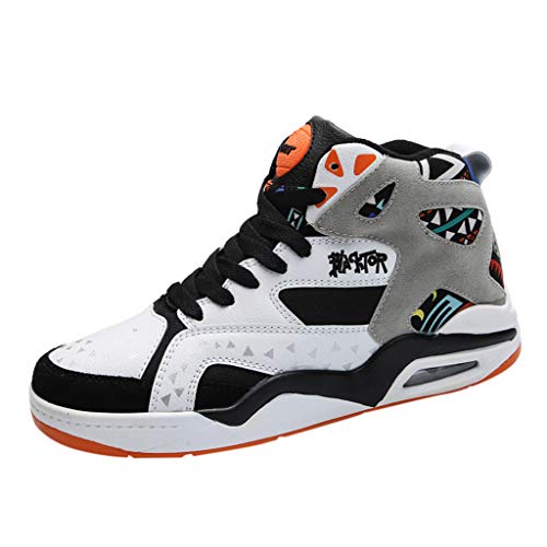 Zapatillas de Deporte Transpirables con Parte Superior de Malla de Yvelands para Hombre Zapatillas de Deporte de Hip-Hop con cojín de Aire(Blanco,41)