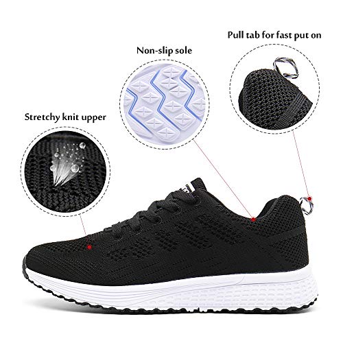 Zapatillas de Deportivos de Running para Mujer Gimnasia Ligero Sneakers Negro 37