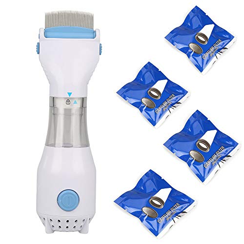 ZCY EléCtrico Peine Antipulgas Aspirador del Pelo Cepillo Limpiador De Piojos Herramienta De La Limpieza Profesional De Los Piojos,con Reemplazable Filte,EU