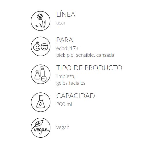 Ziaja ZAI15706 Acai Gel Exfoliante Limpiador Micelar Facial 200 ml