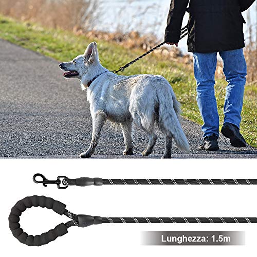 ziidoo Correa para Perro, Correa para Perro Fuerte de 1,5 m con Mango Suave, Bolsa de Basura, Trotar con Mascotas, Caminatas(2 Set por Paquete)