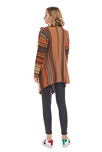 Zilcremo Mujer Frente Abierto Borla Cardigan Abrigos Suéter Poncho De Punto Suéteres Top Orange S