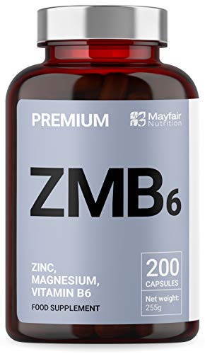 Zinc, Magnesio, Vitamina B6 | Máxima Potencia + Fácil de ingerir | Promueve la Fuerza Muscular, la Resistencia y la Recuperación, Aumenta los Biveles de Testosterona, Mejore el Sueño | Hecho en UK por Mayfair Nutrition