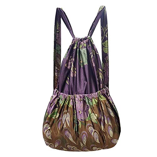 Zipvb Carritos de la Compra Bolso Bandolera Viga con cordón Mochila Simple Mujer Mediana Edad Bolsa de Compras Ligera Bolsa de Tela de Flores de Gran Capacidad