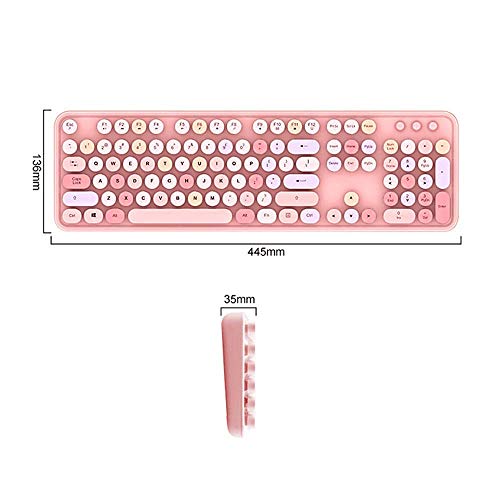 Zjcpow Bluetooth inalámbrico de Teclado de máquina de Escribir Teclado Compatible con Android, PC, Perfer for el hogar y la Oficina Teclados Blanca Rosa xuwuhz (Color : Pink Mixed Color)