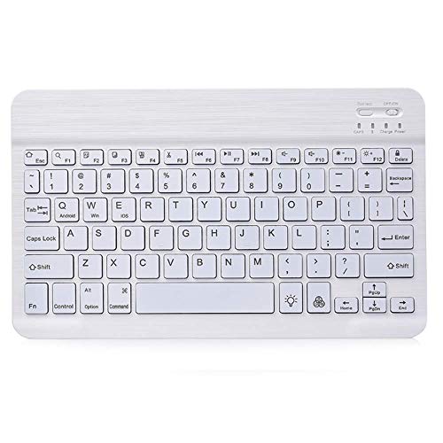 Zjcpow Universal Delgado portátil inalámbrico Bluetooth 7-Colors Teclado retroiluminado con Construido en la batería Recargable de 10 Pulgadas Negro xuwuhz