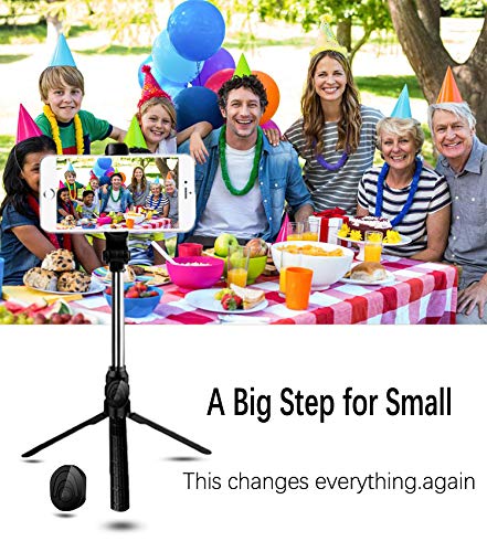 Zommuei Palo Selfie Trípode, Bluetooth Selfie Stick Movil con Control Remoto 360° Rotación Extensible Mini Tripode para iPhone X / 8/8 Plus / 7 / 6s / 6/5, Galaxy S10 / S9 / 8/7 / 6 / Note. Huawei