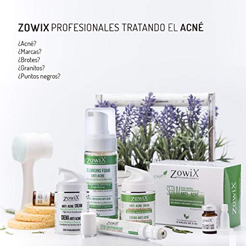 ZOWIX Gel Antiacne. Reduce granos, espinillas y puntos negros. Controla y equilibra el acné facial y corporal. 50 ml