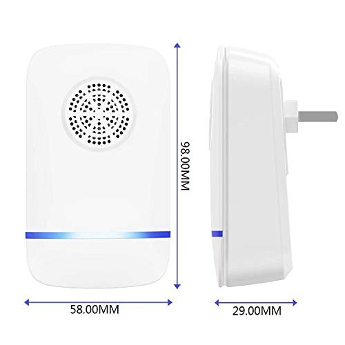 Zream Repelente Ultrasónico Mosquitos，Electrónico Repelente Ultrasónico Plagas Repelente Insectos Control de Plagas para Cucarachas Arañas Pulgas Ratones Ratas Moscas Hormigas（2 Piezas）