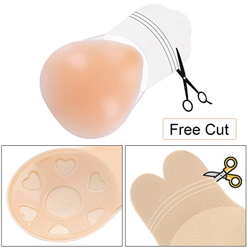 ZWOOS Sujetador Invisible Adhesivo Push Up Silicona, 2 Pares Bra Sujetador Tape Sexy Strapless Impermeable Respirable Reutilizable Cómodo C/D