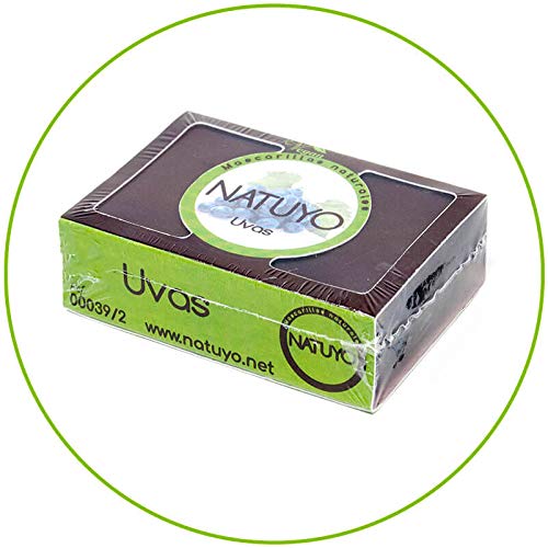 - Mascarilla de jabón NATUYO Antiarrugas de UVAS.- Otorga Juventud, Elasticidad, Fuerza, Suavidad y Firmeza en la piel. No contiene químicos.