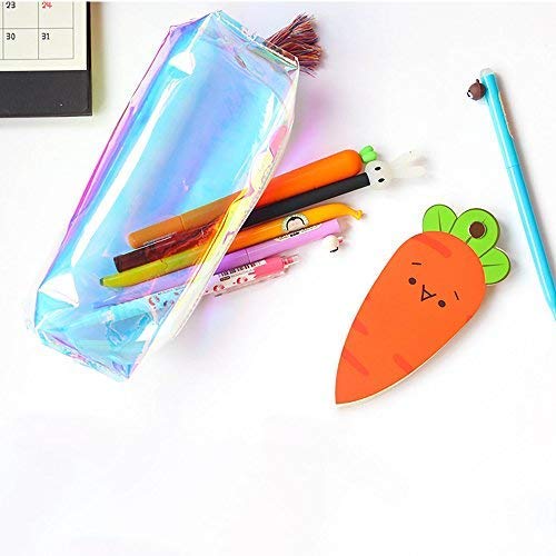 1 estuche transparente para lápices, creativo, con cremallera, de poliuretano, para guardar lápices, para adolescentes y niños